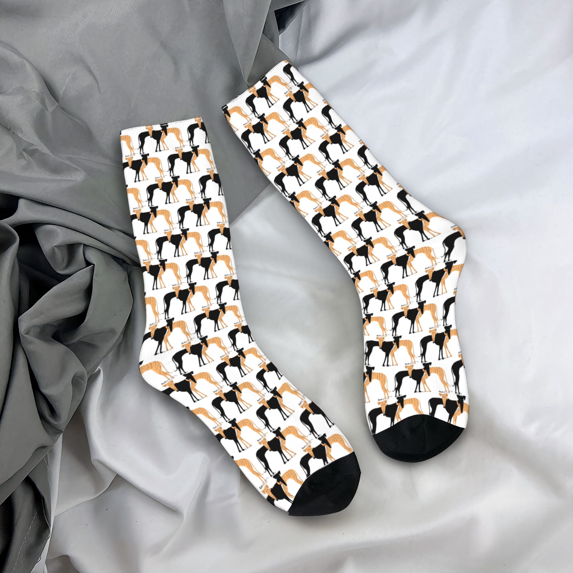 Dress Sock Men - Custom Cute Mens Greyhound Dog Dress