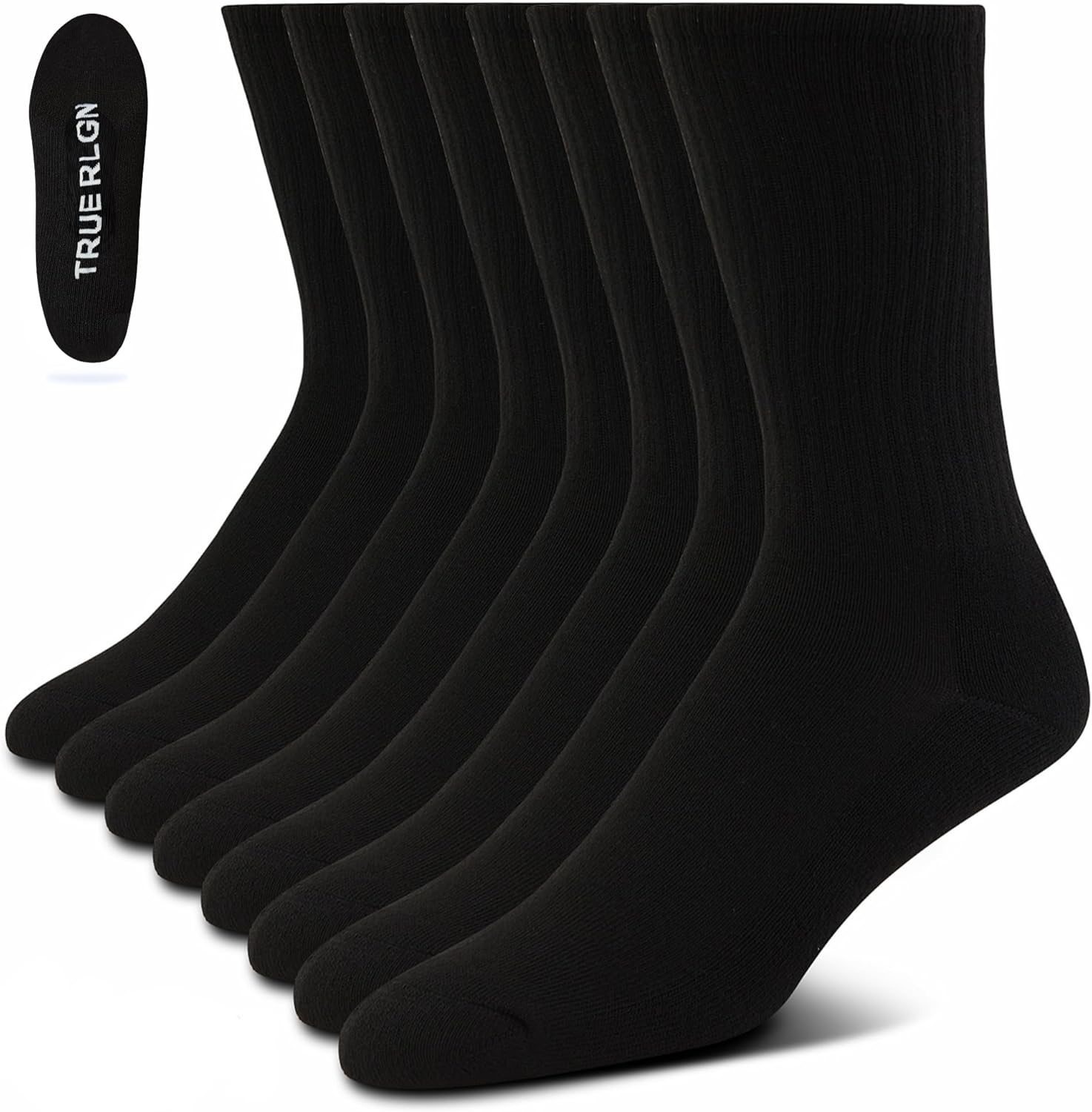 Cotton Crew Sock Pack - Premium Athletic Men's 8-Pack Crew Socks,