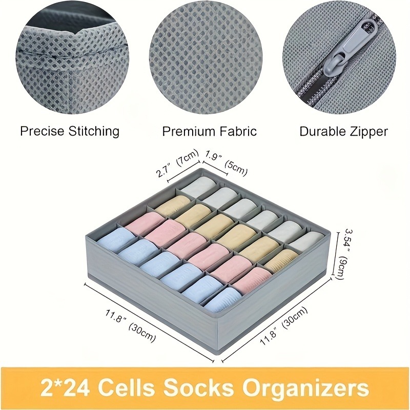 2Pcs 24-Compartment Fabric Soc - Sock Organizer Tray incelemesi ve fiyatı