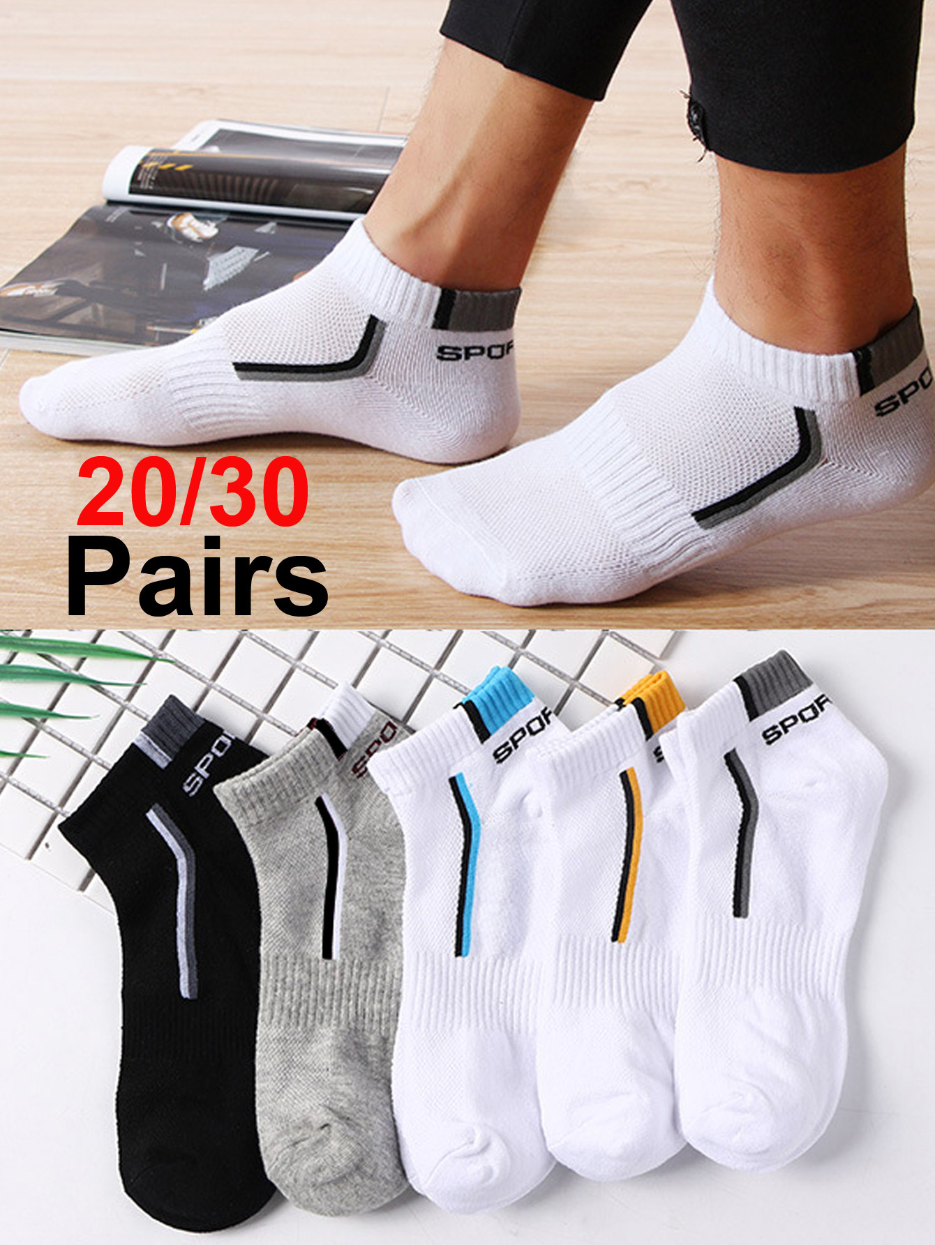 30pairs Men's Fashion Cotton B - Ankle Sock Low Cut incelemesi ve fiyatı