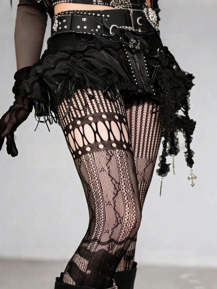 1pc Asymmetric Hollow Fishnet  - Fishnet Stocking Women incelemesi ve fiyatı