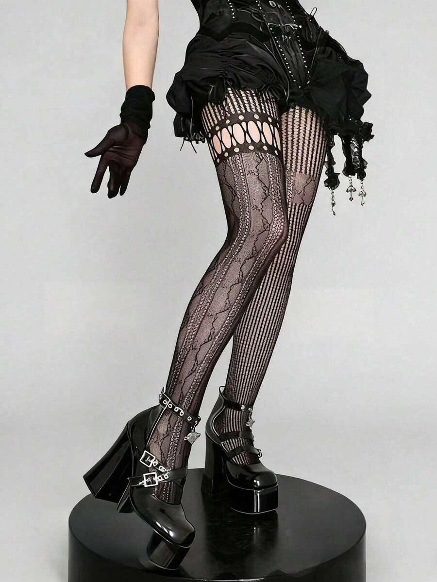 1pc Asymmetric Hollow Fishnet  - Fishnet Stocking Women incelemesi ve fiyatı