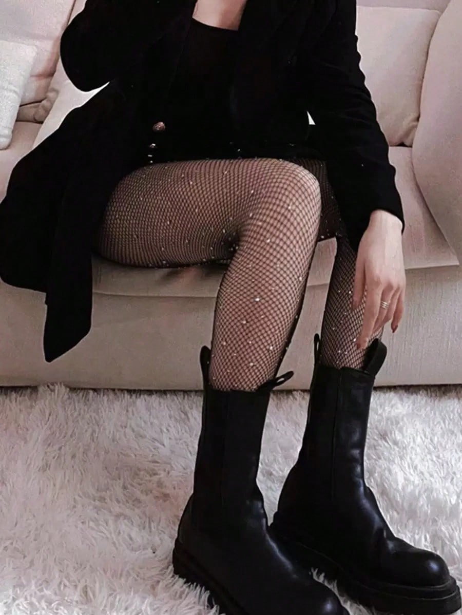 Women's Sheer Rhinestone Fishn - Tights Pantyhose Sheer incelemesi ve fiyatı