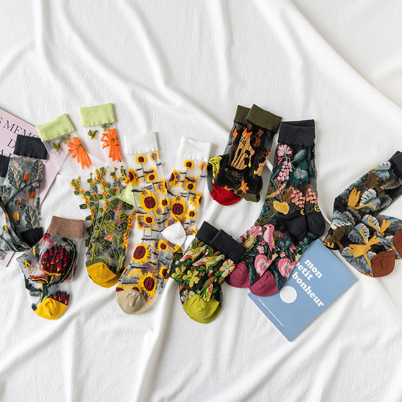 1/4 Pairs Retro Flower Women G - Silk Sock Bamboo incelemesi ve fiyatı