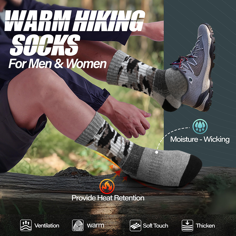 4Pairs Thick Gray Camouflage S - Wool Hiking Sock incelemesi ve fiyatı