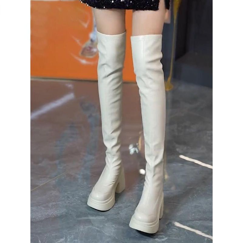 Round toe thick soled high-hee - Knee High Sock Women incelemesi ve fiyatı