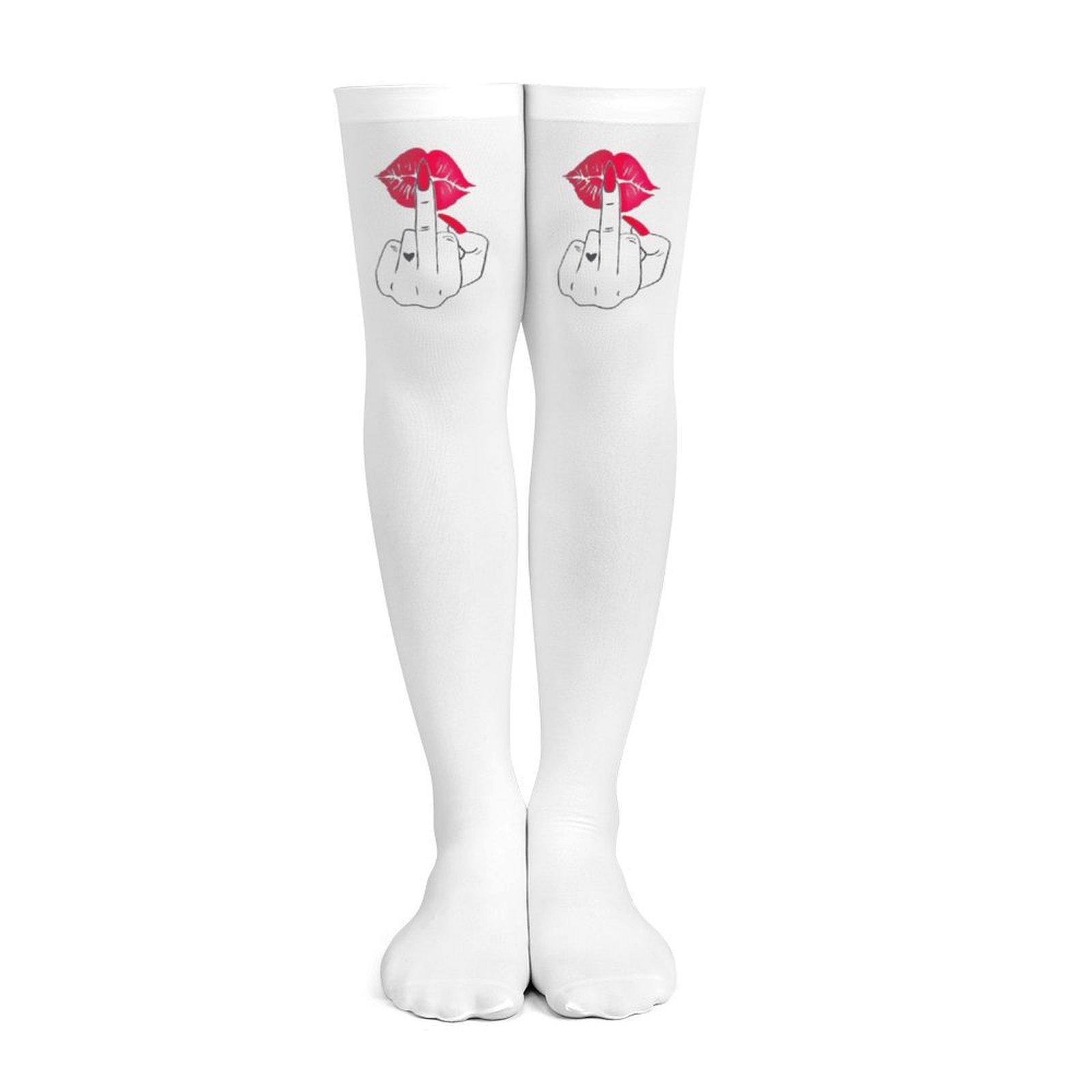 Ladies' white middle finger, r - Knee High Sock Women incelemesi ve fiyatı