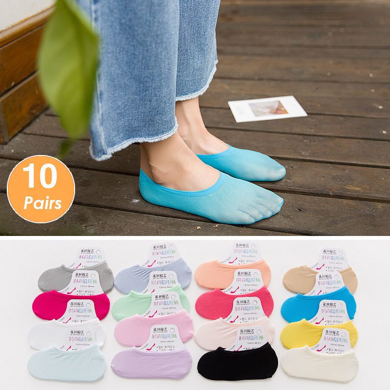 5 Pairs 10PCS Women Socks Nons - Invisibility Sock Loafer incelemesi ve fiyatı