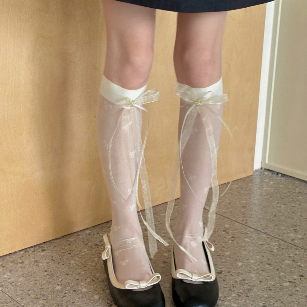 Sweet Bow Lace Sunscreen Calf  - Silk Sock Bamboo incelemesi ve fiyatı