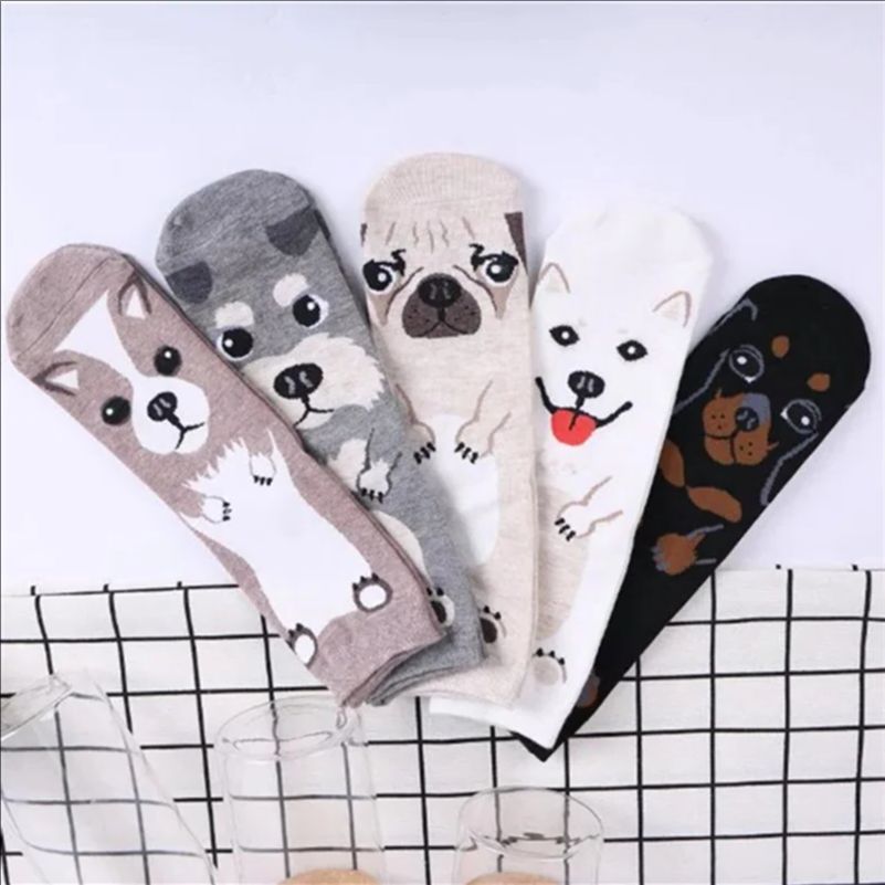 5 Pairs/pack Funny Cartoon Dog - Cotton Crew Sock Pack incelemesi ve fiyatı