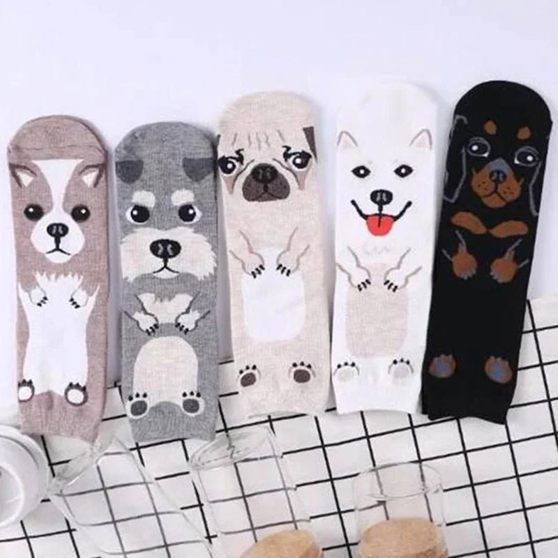 5 Pairs/pack Funny Cartoon Dog - Cotton Crew Sock Pack incelemesi ve fiyatı