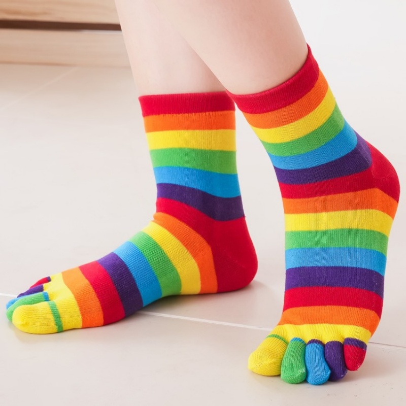 Women's Socks Rainbow Striped  - Toe Sock Split incelemesi ve fiyatı