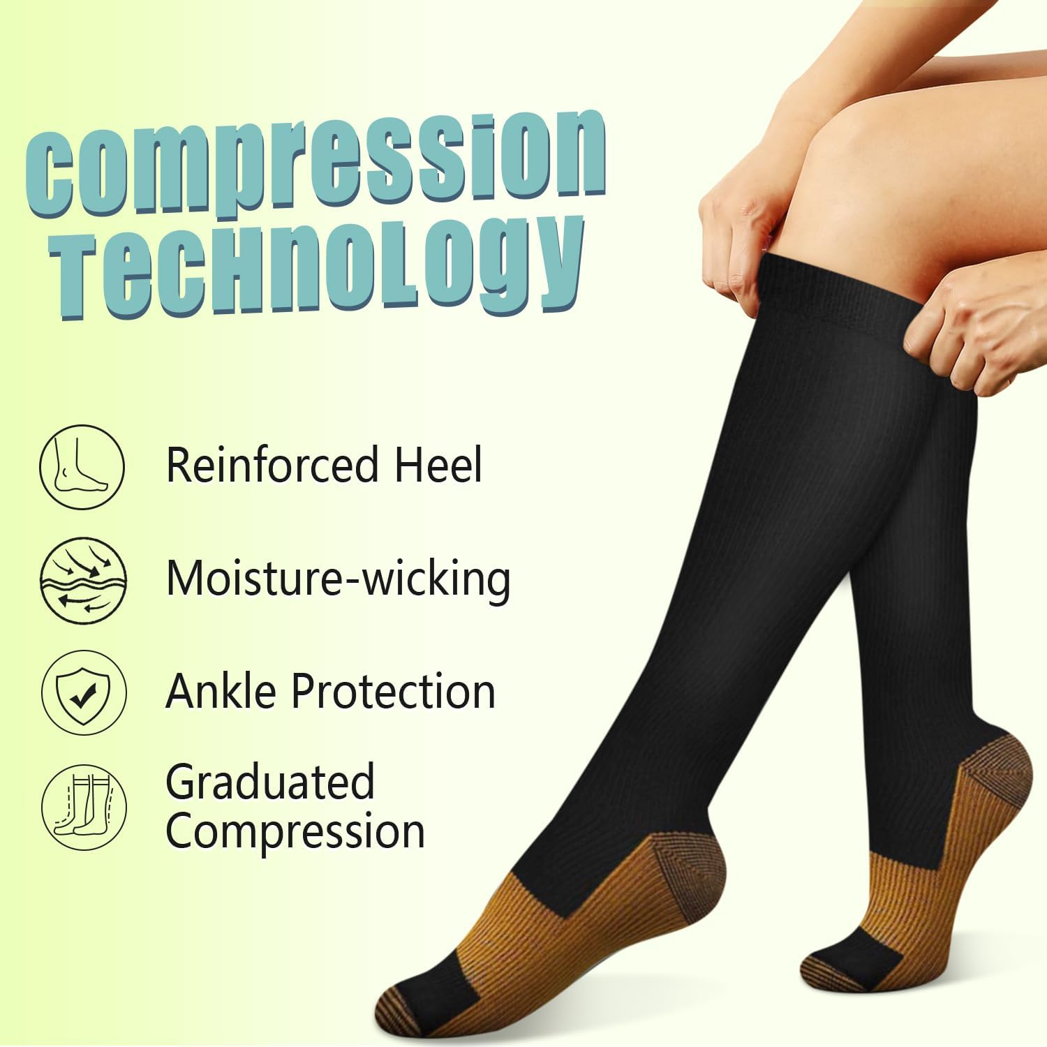 6 Pairs Solid Color Copper Com - Compression Sock Medical incelemesi ve fiyatı