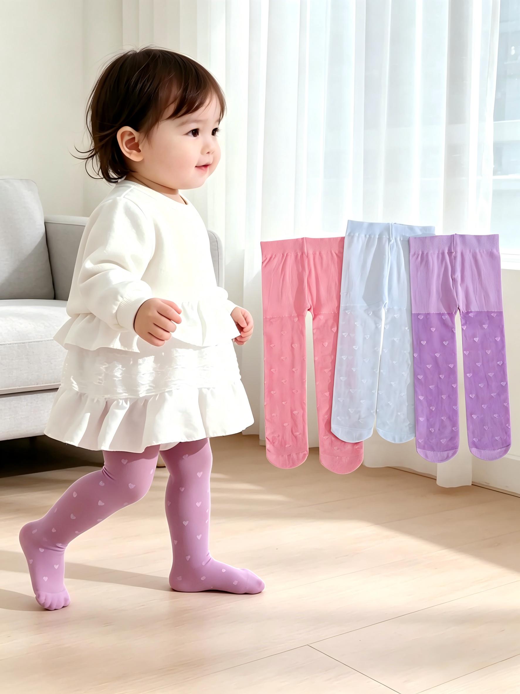 3PCS Toddler Girls Heart Print - Tights Pantyhose Sheer incelemesi ve fiyatı