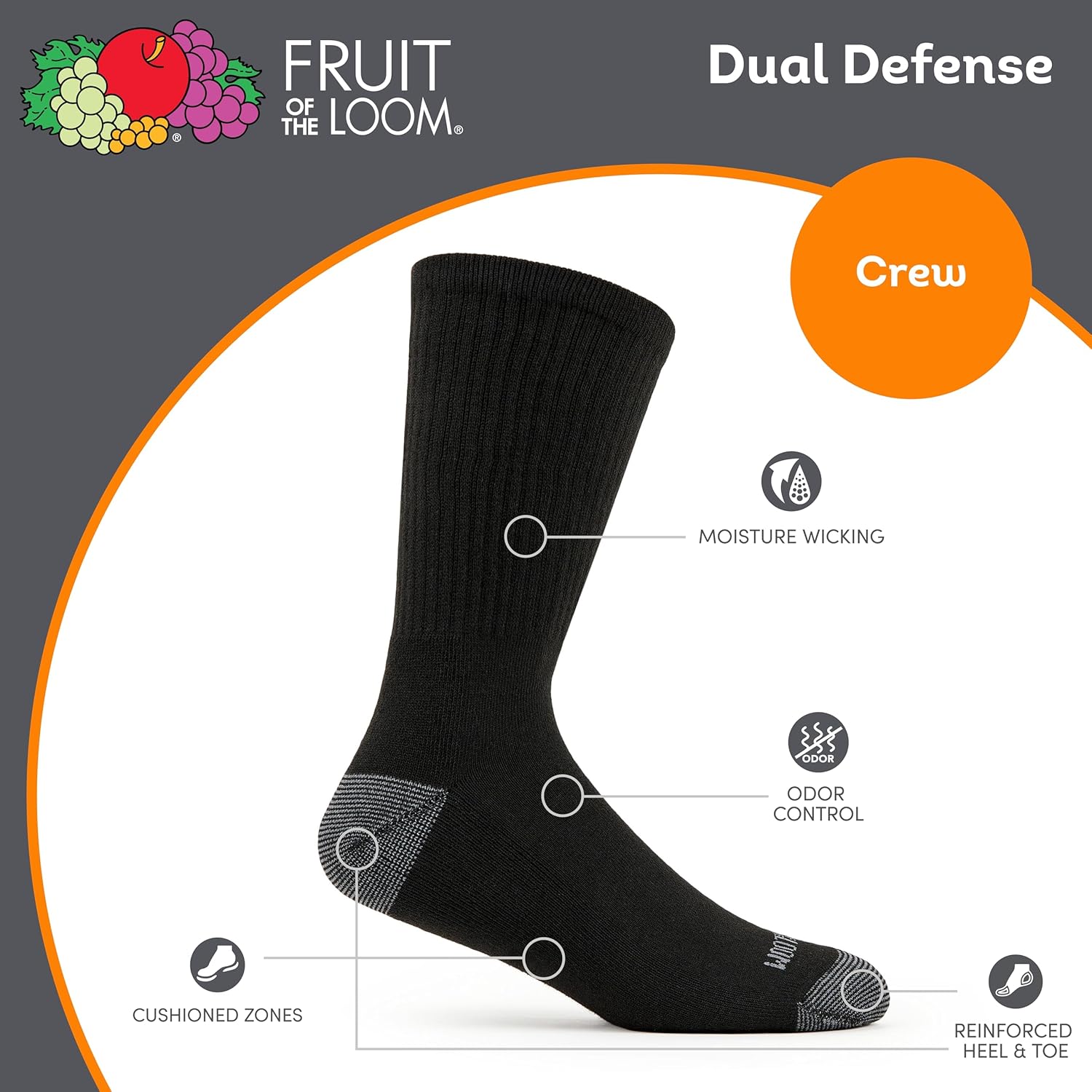 Men's Dual Defense Crew Socks  - Cotton Crew Sock Pack incelemesi ve fiyatı