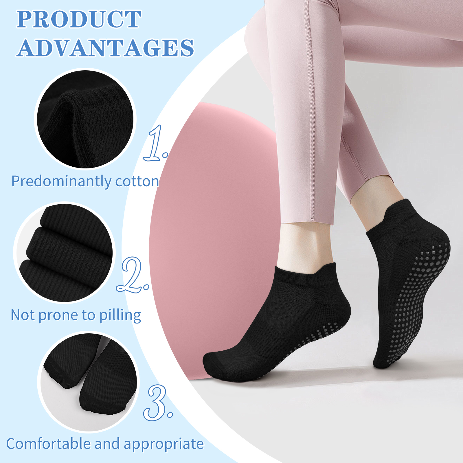 3 Pairs Yoga Socks Women Cotto - Grip Sock Yoga incelemesi ve fiyatı